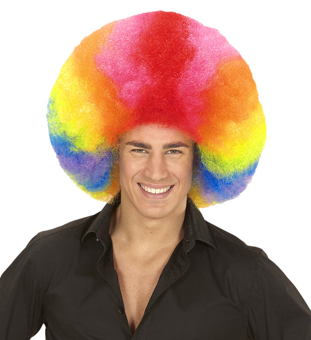 e-carnavalskleding-SYK Afro pruik regenboogkleur