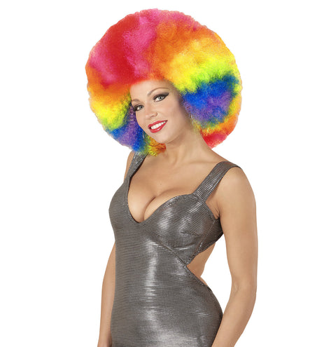e-carnavalskleding-SYK Afro pruik regenboogkleur
