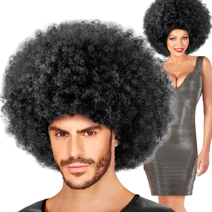 e-carnavalskleding-SYK Afro pruik zwart