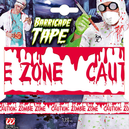 e-carnavalskleding-SYK Afzetlint Tape Waarschuwing zombie zone 7,2m