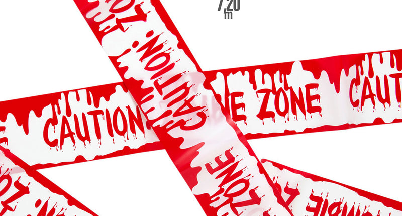 e-carnavalskleding-SYK Afzetlint Tape Waarschuwing zombie zone 7,2m