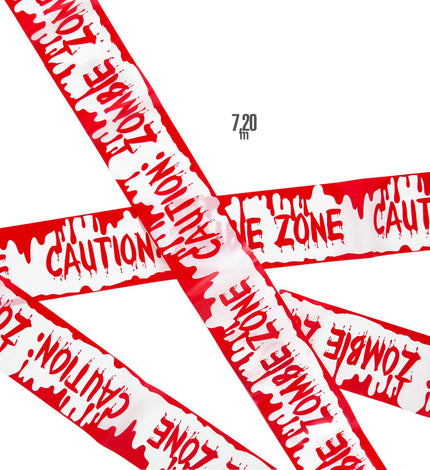 e-carnavalskleding-SYK Afzetlint Tape Waarschuwing zombie zone 7,2m