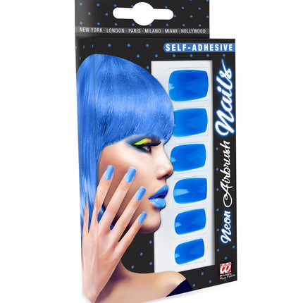 e-carnavalskleding-SYK Airbrush nagels neon blauw