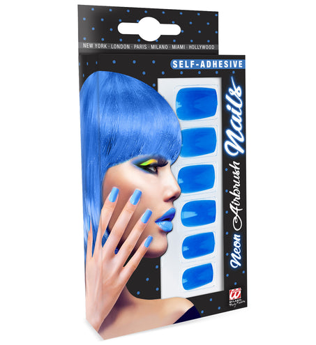 e-carnavalskleding-SYK Airbrush nagels neon blauw