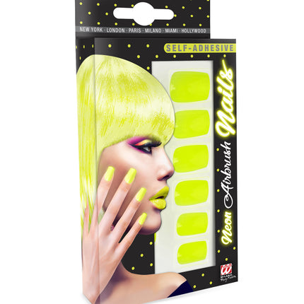 e-carnavalskleding-SYK Airbrush nagels neon geel