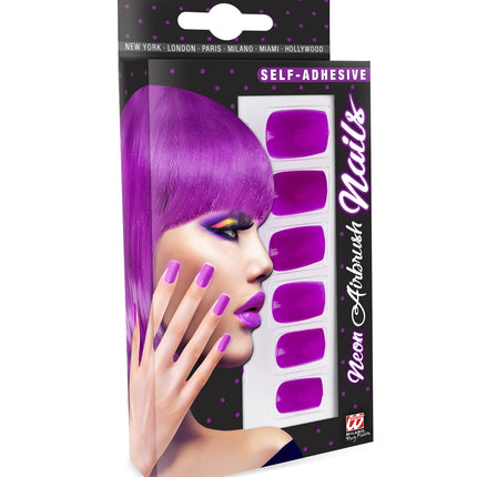 e-carnavalskleding-SYK Airbrush nagels neon paars