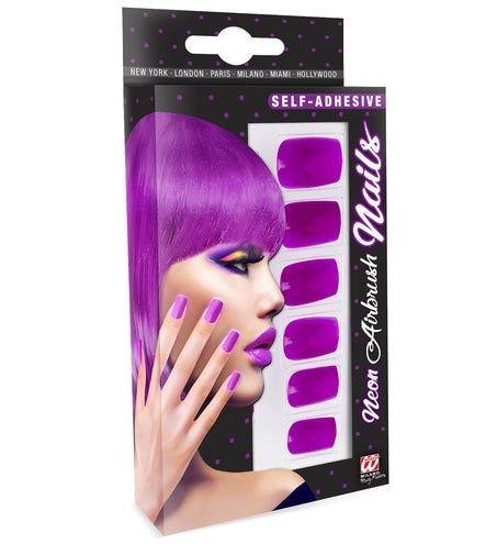 e-carnavalskleding-SYK Airbrush nagels neon paars