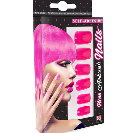 e-carnavalskleding-SYK Airbrush nagels neon roze
