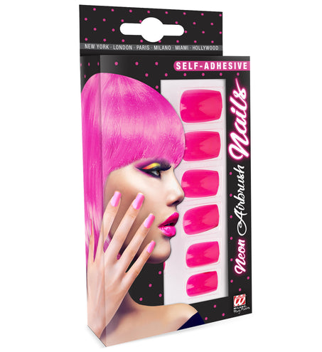 e-carnavalskleding-SYK Airbrush nagels neon roze