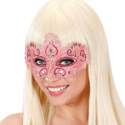 e-carnavalskleding-SYK Antiek roze Venetiaanse oogmaskertjes