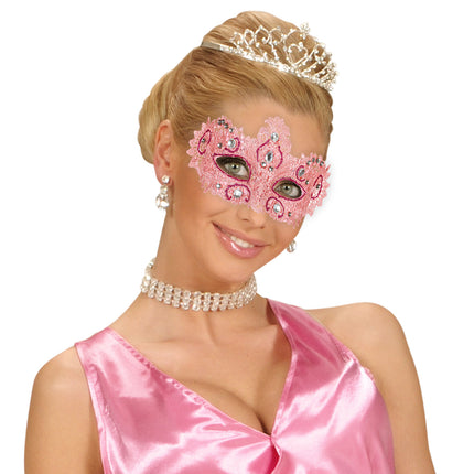 e-carnavalskleding-SYK Antiek roze Venetiaanse oogmaskertjes