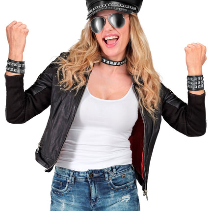 e-carnavalskleding-SYK Armband biker met studds