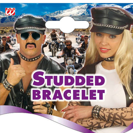 e-carnavalskleding-SYK Armband biker met studds
