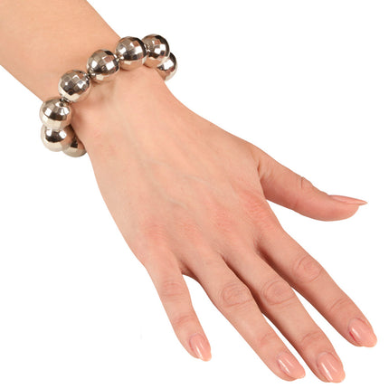 e-carnavalskleding-SYK Armband disco bal zilver