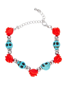 e-carnavalskleding-SYK Armband met schedels en rozen