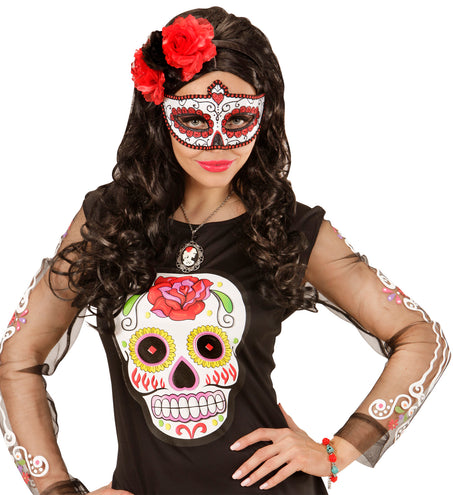 e-carnavalskleding-SYK Armband met schedels en rozen