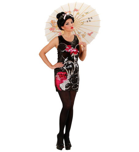 e-carnavalskleding-SYK Aziatische paillettenjurk Lotus dames