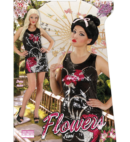 e-carnavalskleding-SYK Aziatische paillettenjurk Lotus dames