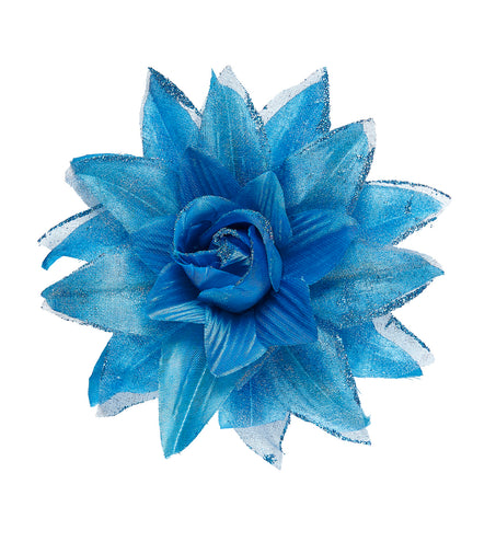 e-carnavalskleding-SYK Azuren bloemen haarclip met glitters