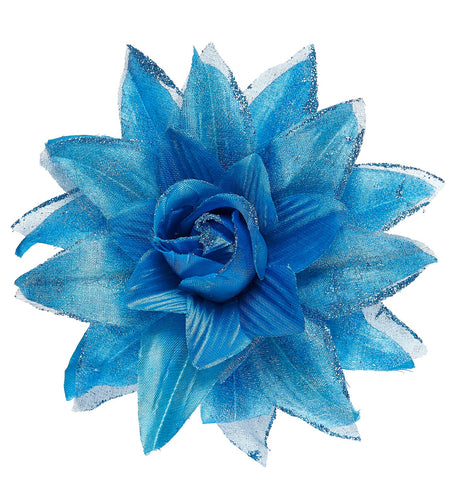 e-carnavalskleding-SYK Azuren bloemen haarclip met glitters