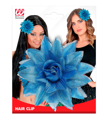 e-carnavalskleding-SYK Azuren bloemen haarclip met glitters