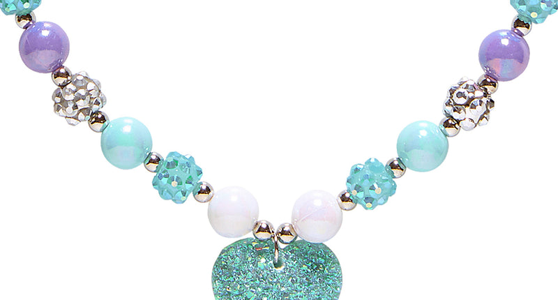 e-carnavalskleding-SYK Bedelketting met hartje in  azuurblauw
