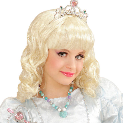 e-carnavalskleding-SYK Bedelketting met hartje in  azuurblauw