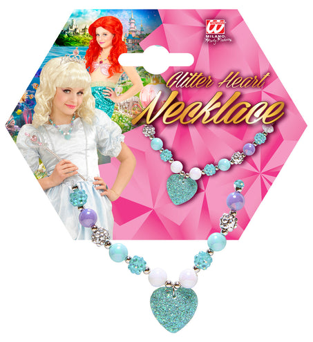 e-carnavalskleding-SYK Bedelketting met hartje in  azuurblauw