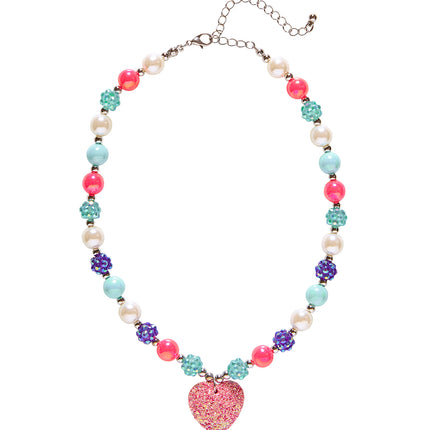 e-carnavalskleding-SYK Bedelketting met roze hartje