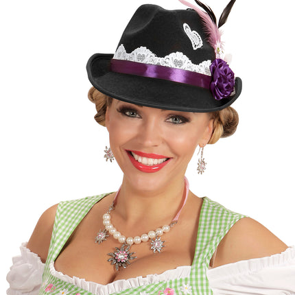 e-carnavalskleding-SYK Beierse Fedora hoed  met decoratie
