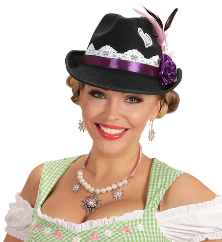 e-carnavalskleding-SYK Beierse Fedora hoed  met decoratie