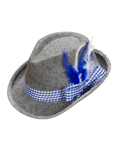 e-carnavalskleding-SYK Beierse Fedora met blauwe veren