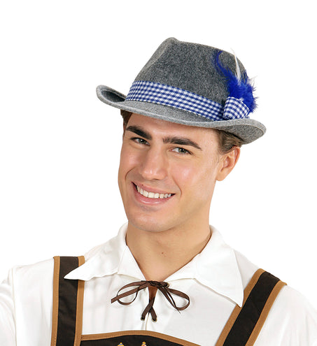e-carnavalskleding-SYK Beierse Fedora met blauwe veren