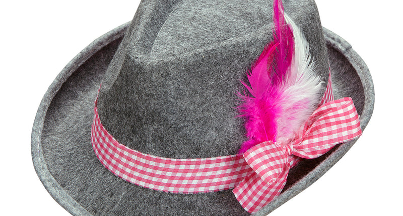 e-carnavalskleding-SYK Beierse Fedora met roze veren