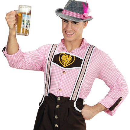 e-carnavalskleding-SYK Beierse Fedora met roze veren