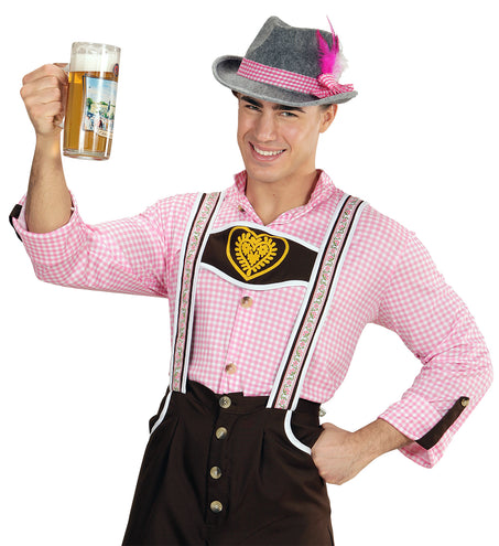 e-carnavalskleding-SYK Beierse Fedora met roze veren