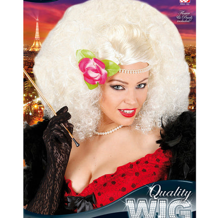 e-carnavalskleding-SYK Belle epoque pruik Jill met bloem blond