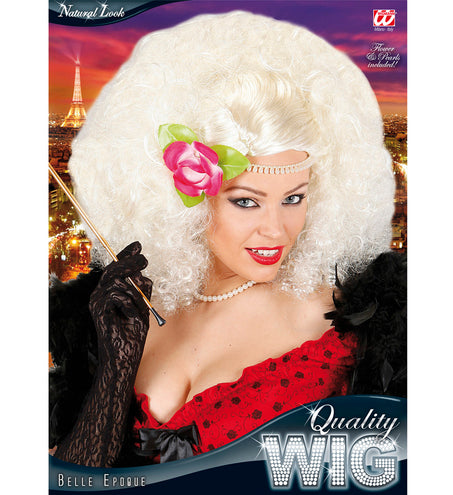 e-carnavalskleding-SYK Belle epoque pruik Jill met bloem blond