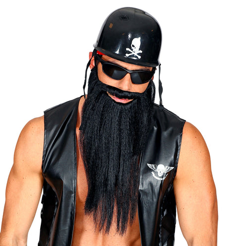 e-carnavalskleding-SYK Biker Lange baard met snor zwart