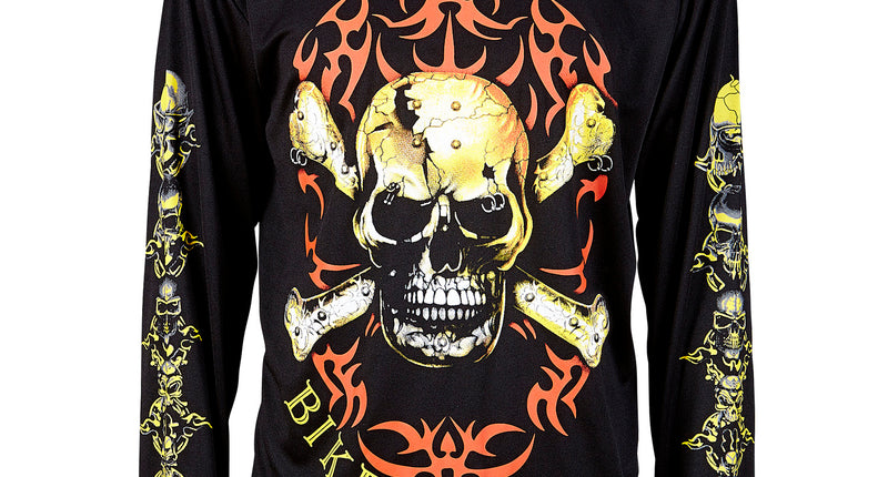 e-carnavalskleding-SYK Biker shirt met schedel en botten