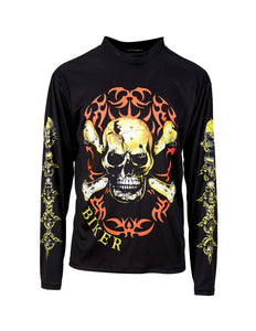e-carnavalskleding-SYK Biker shirt met schedel en botten
