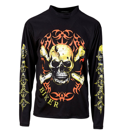 e-carnavalskleding-SYK Biker shirt met schedel en botten