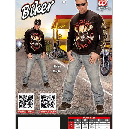 e-carnavalskleding-SYK Biker shirt met schedel en botten