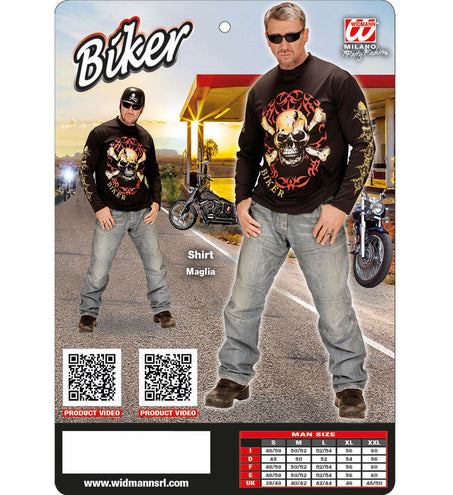 e-carnavalskleding-SYK Biker shirt met schedel en botten