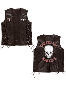 e-carnavalskleding-SYK Bikervest Outlaw lederlook
