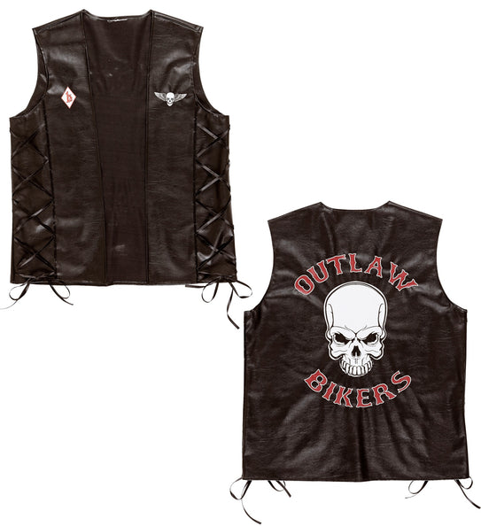 e-carnavalskleding-SYK Bikervest Outlaw lederlook