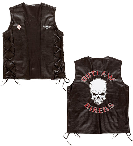 e-carnavalskleding-SYK Bikervest Outlaw lederlook