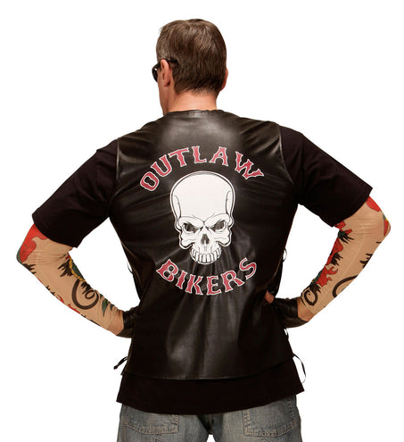 e-carnavalskleding-SYK Bikervest Outlaw lederlook