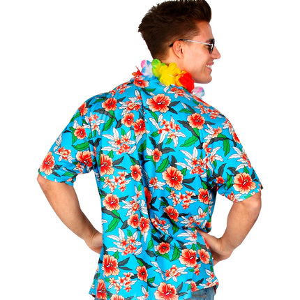 e-carnavalskleding-SYK Blauw Hawaii shirt met print