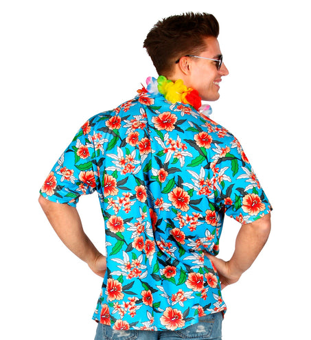 e-carnavalskleding-SYK Blauw Hawaii shirt met print